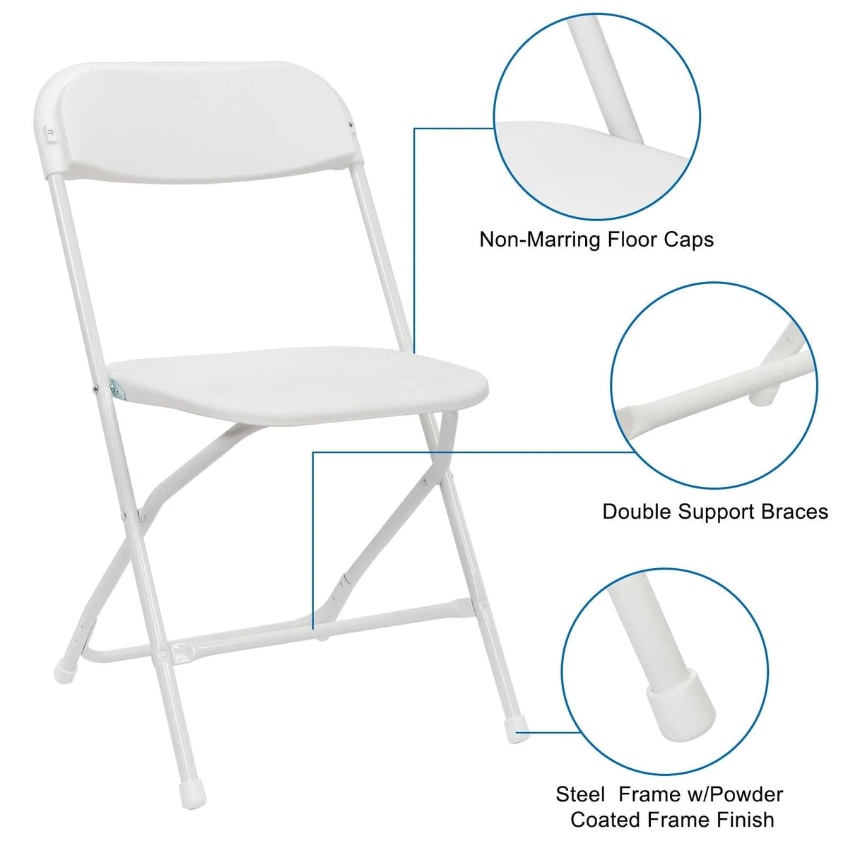 Ktaxon 10 Pcs Folding Chairs for Wedding, Commercial Activities, White