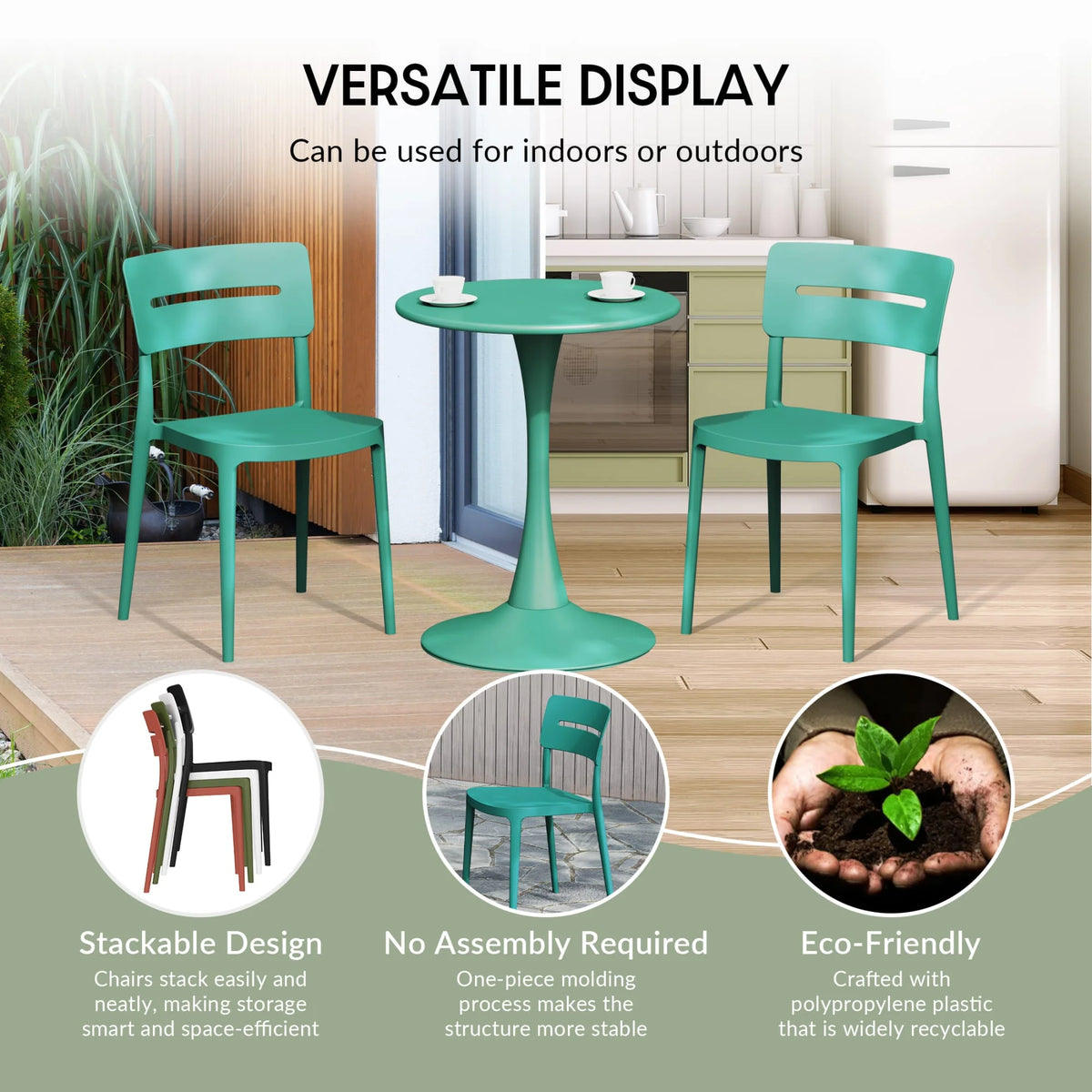 WestinTrends Playa 3-Piece Outdoor Resin Patio Bistro Set with Stackable Patio Dining Chairs, Black