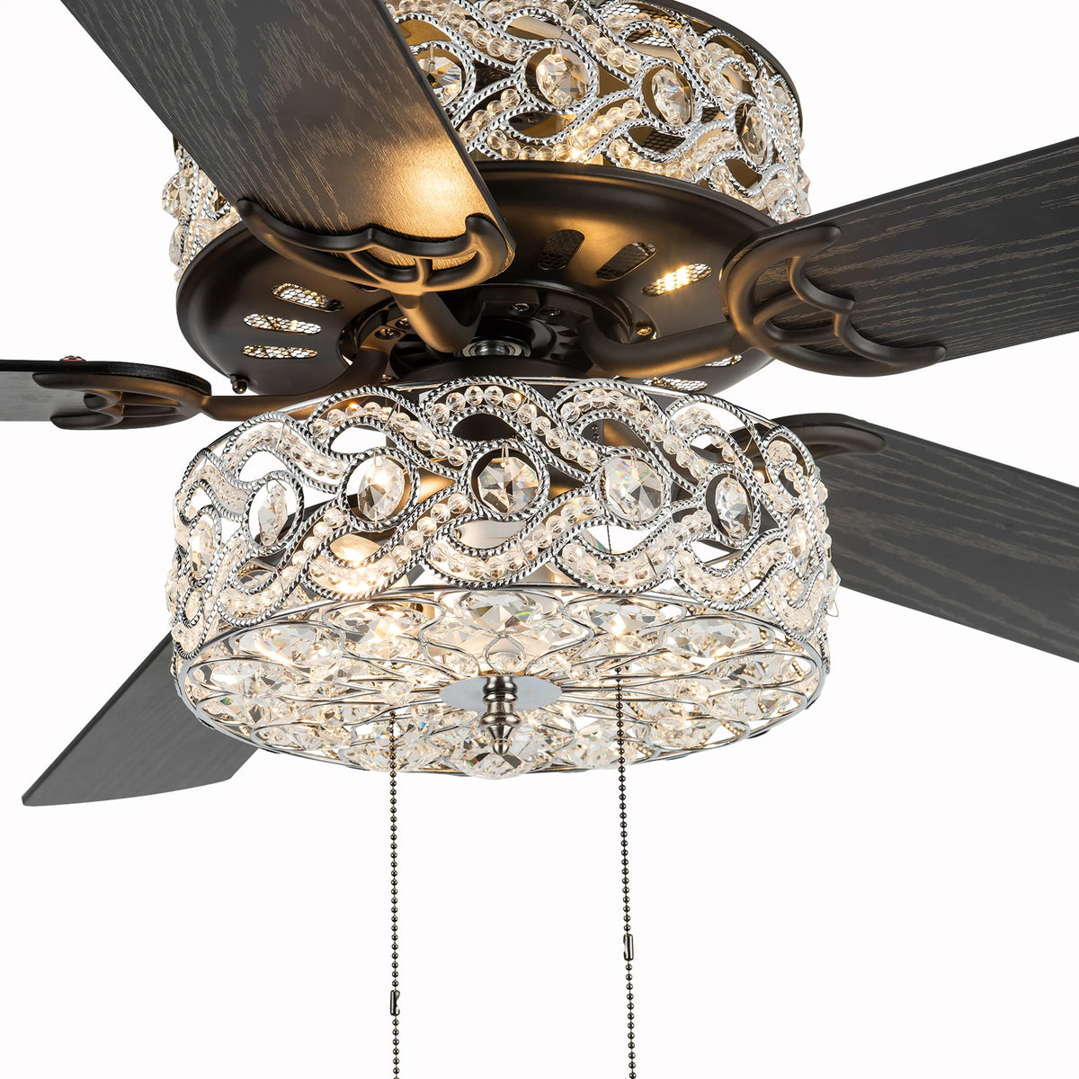 River of Goods 52" 5 Blade Luxe Enlaced Crystal LED Ceiling Fan with Light