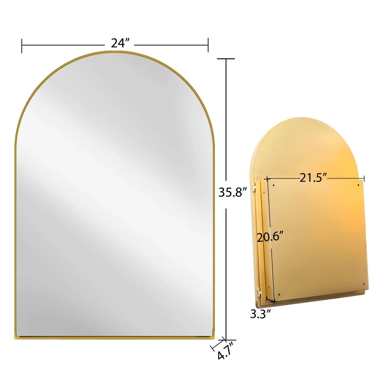 16x24 Inch Bathroom Mirror Cabinet with Adjustable Glass Shelves, Recessed Metal Framed Medicine Cabinet for Storage, Matte Gold