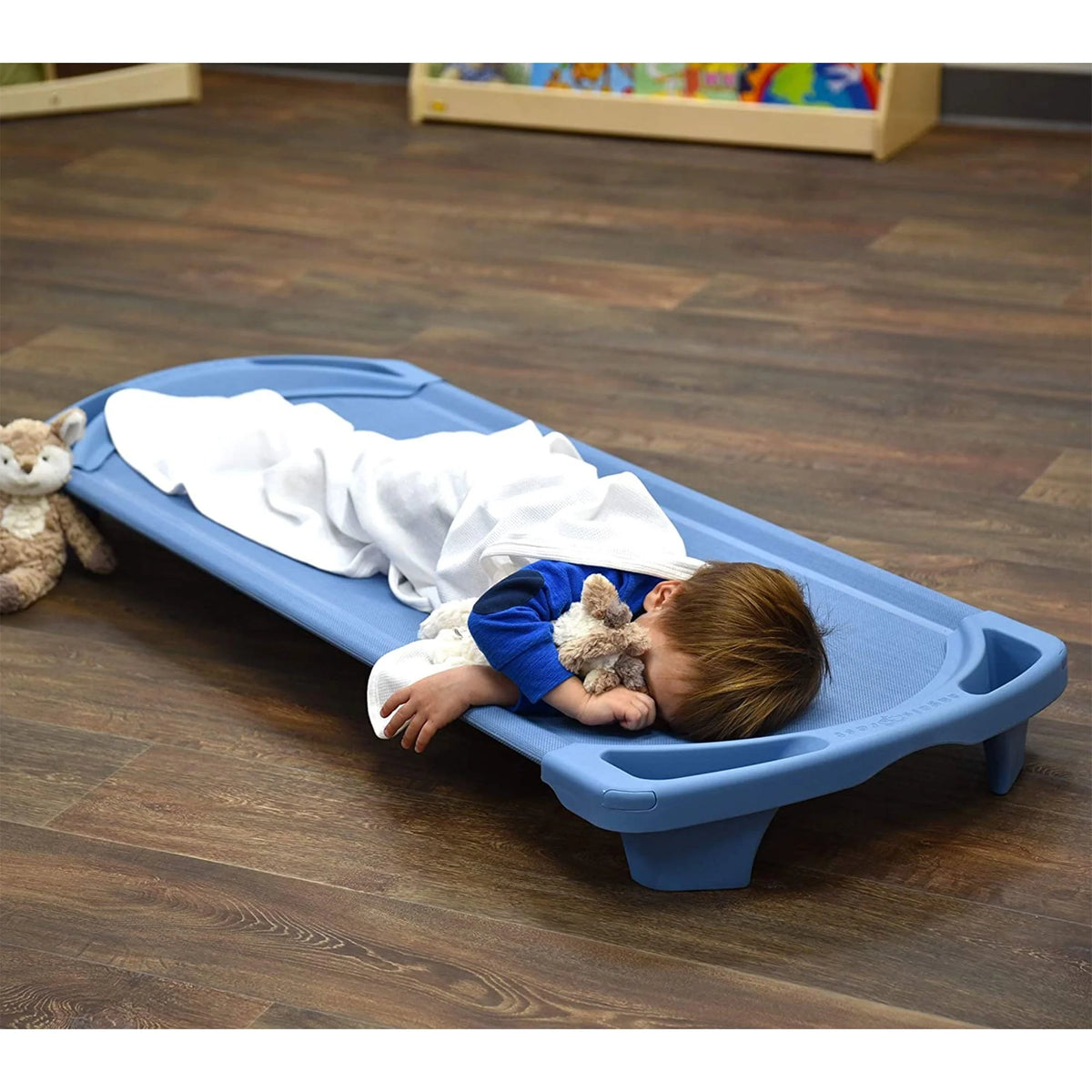 Angeles SpaceLine Toddler Nap Cots For Kids, Wedgewood Blue (4 Pack)