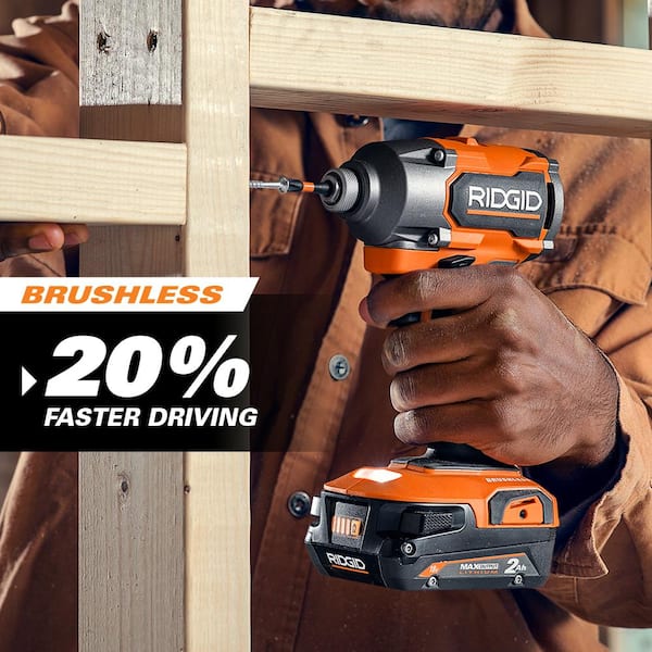 18V Brushless Cordless 2-Tool Combo Kit with Hammer Drill, Impact Driver, (2) Batteries, Charger, and Bag