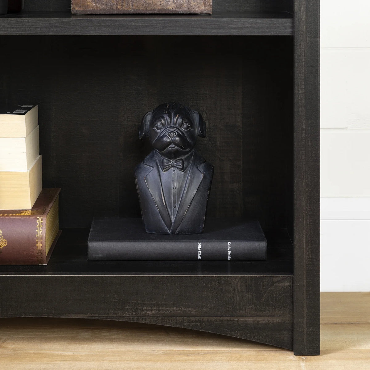 Gascony 4-Shelf Bookcase-Rubbed Black-South Shore