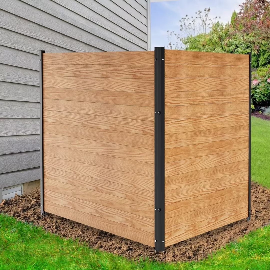 "NAIZEA Air Conditioner Fence, Pool Equipment Enclosure, Trash Can Enclosure, Metal Stake Wood Fence Panel 38"" W x 60"" H"