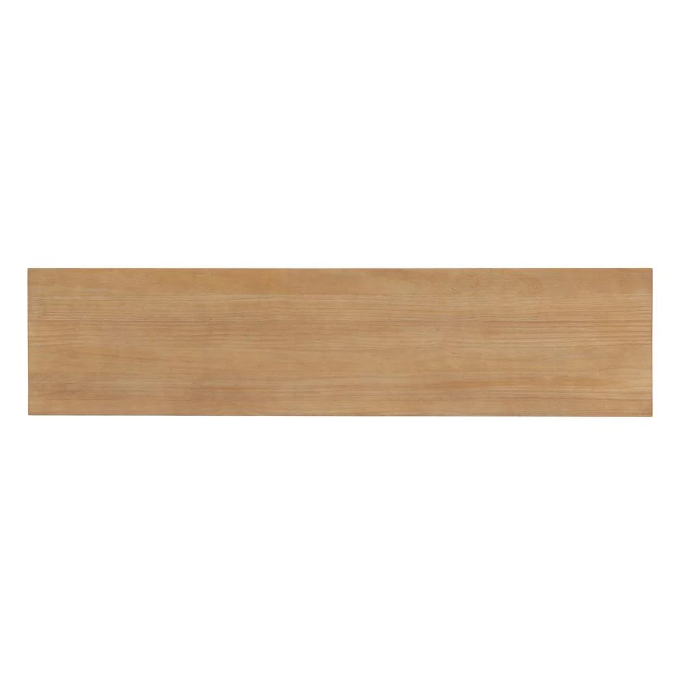 Linon Larson Solid Pine Wood Double Pedestal Bench in Rustic Honey Brown