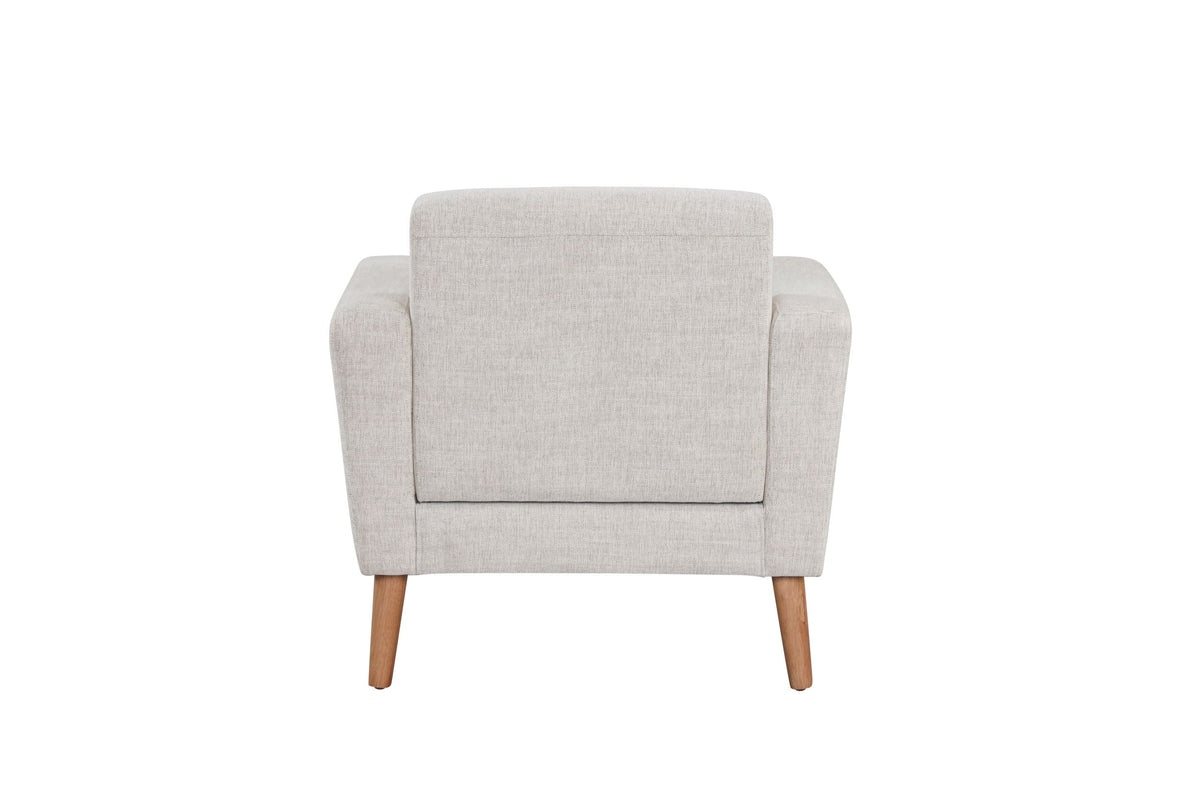 Mainstays Square Arm Accent Chair With Rubber Wood Legs, Beige Linen Fabric