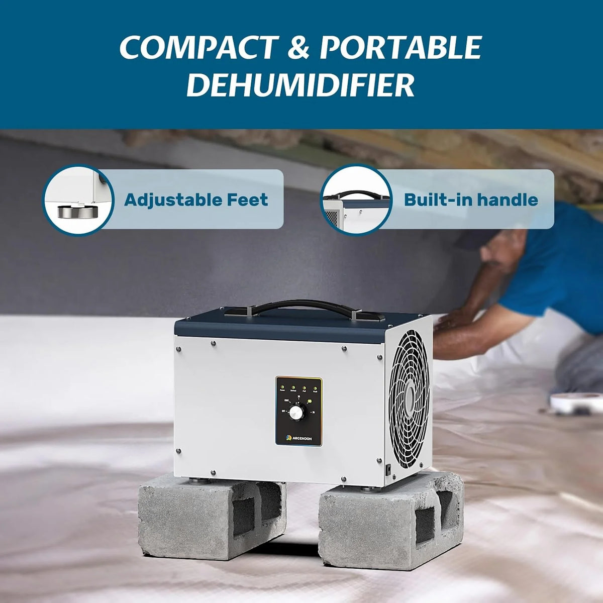 ARGENDON Dehumidifier with Drain Hose for Crawlspace Basement, Energy Star 1000 Sq Ft