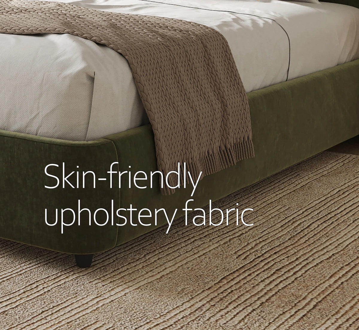 Modern Upholstered Platform Bed with Lift-Up Storage, Headboard, Wood Slats, Noise-Free