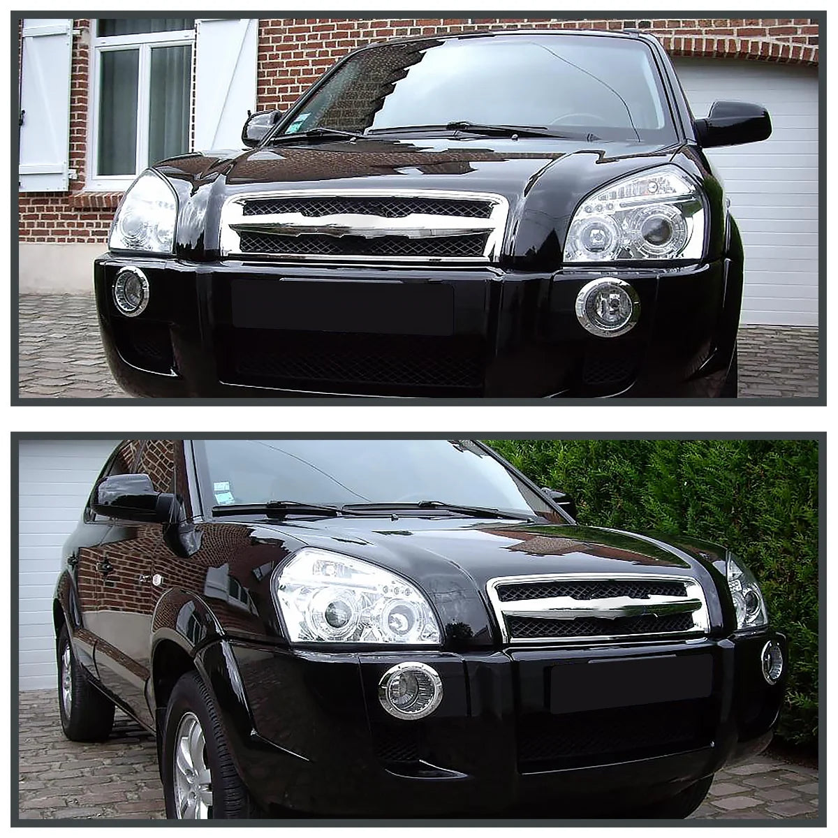 Spec-D Tuning Projector Headlights Black Compatible with 2005-2009 Hyundai Tucson All Modles, Left + Right Pair Headlamps Assembly