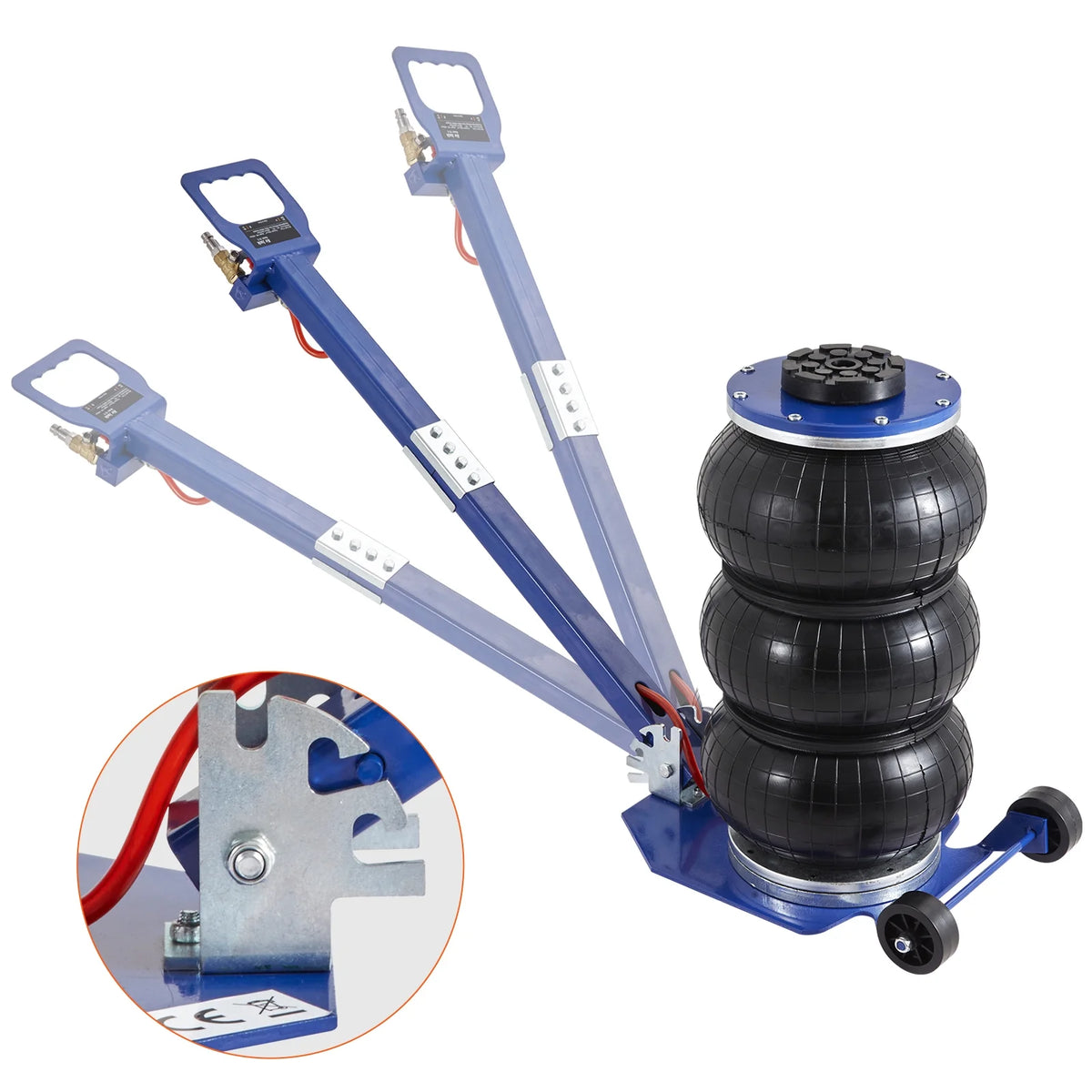 KFFKFF Air Jack, 3 Ton/6600 lbs Three Bag Air Jack, Air Bag Jack with Six Steel Tubes, Lift to 17.7 Inch, 3-5 Seconds Quick Lift Air Jack with Adjustable Long Handle, Suitable for Car, Garage