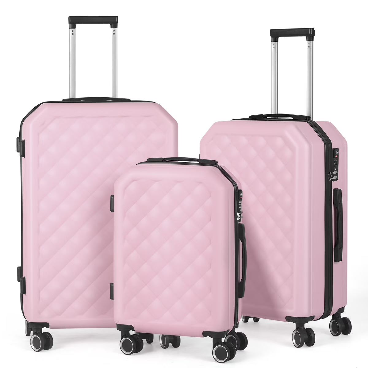 Luggage 3-Pieces Set ABS Durable Suitcase Beige 20"24"28"