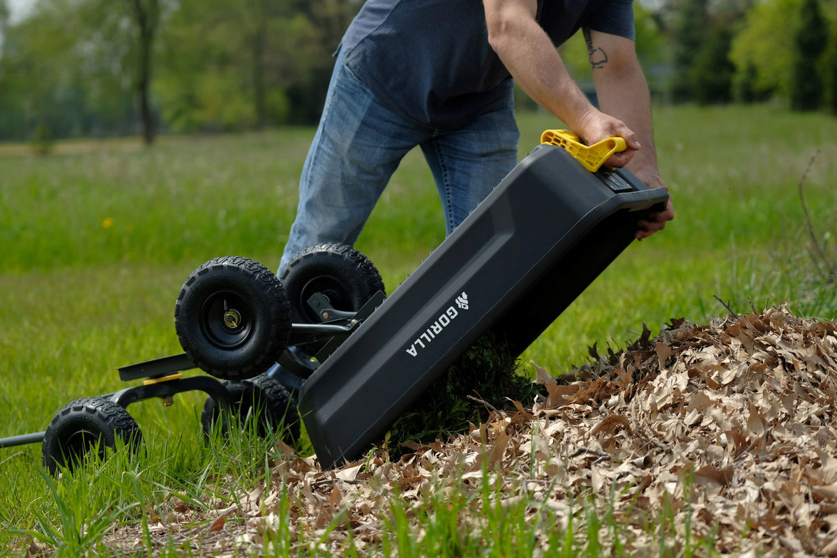 Gorilla Carts 4 Cu. ft. Poly Garden Dump Cart, 600 lbs. Capacity, 35 in. x 22 in. Bed, 10 in. Tires