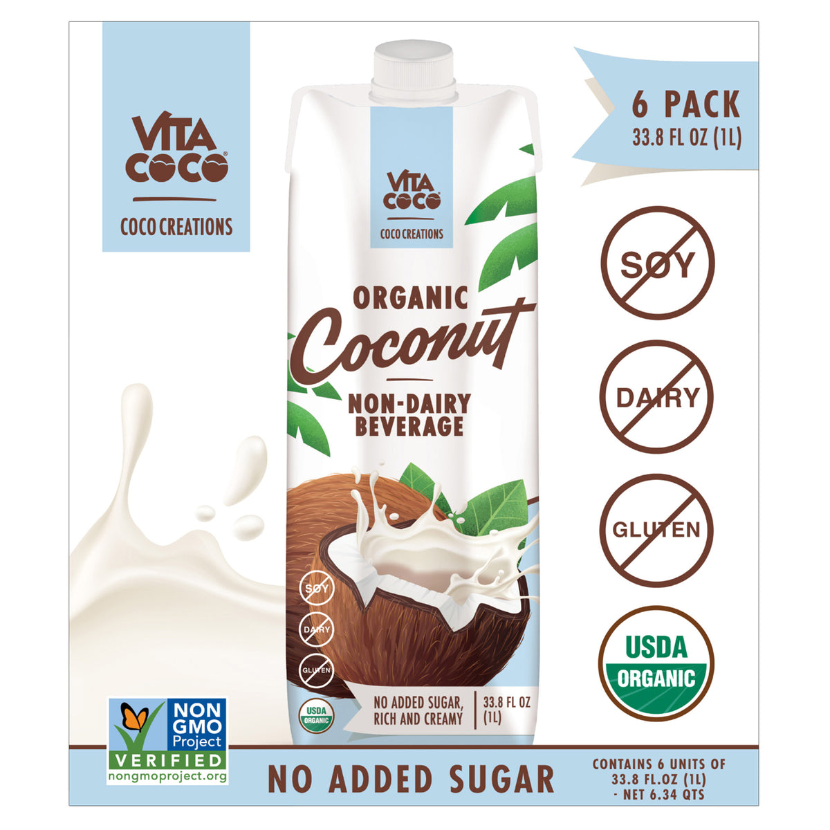 Vita Coco Organic Coconut Non-Dairy Beverage, 33.8 fl. oz, 6-count