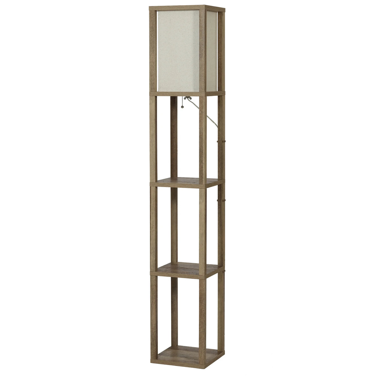 Better Homes & Gardens 62.25" Modern Pull Chain Weathered Floor Lamp with Natural Square Shade