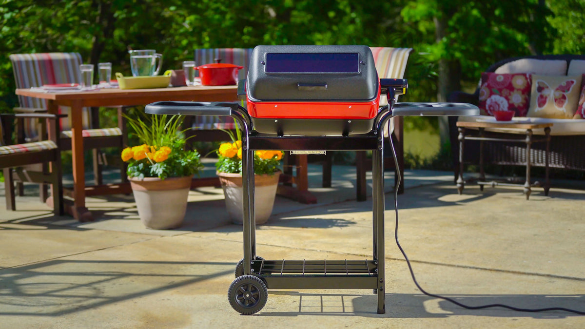 Americana Electric Cart Steel Grill with Polymer Side Tables