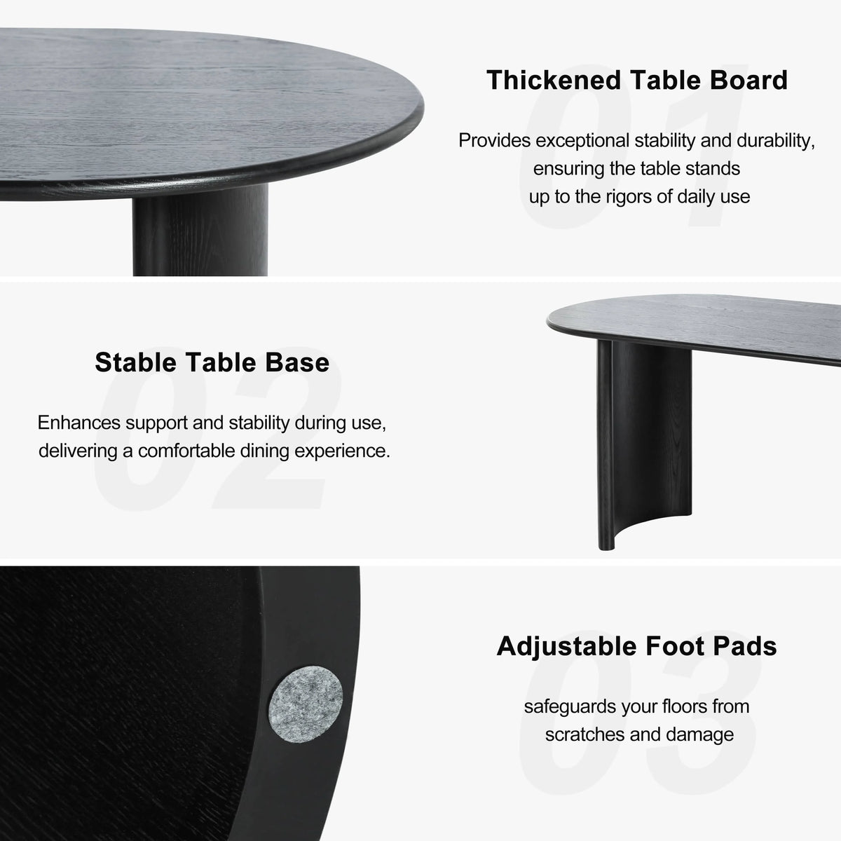 Haiden 79"x33.5" Soild Wood Dining Table Oval Kitchen Table, Black