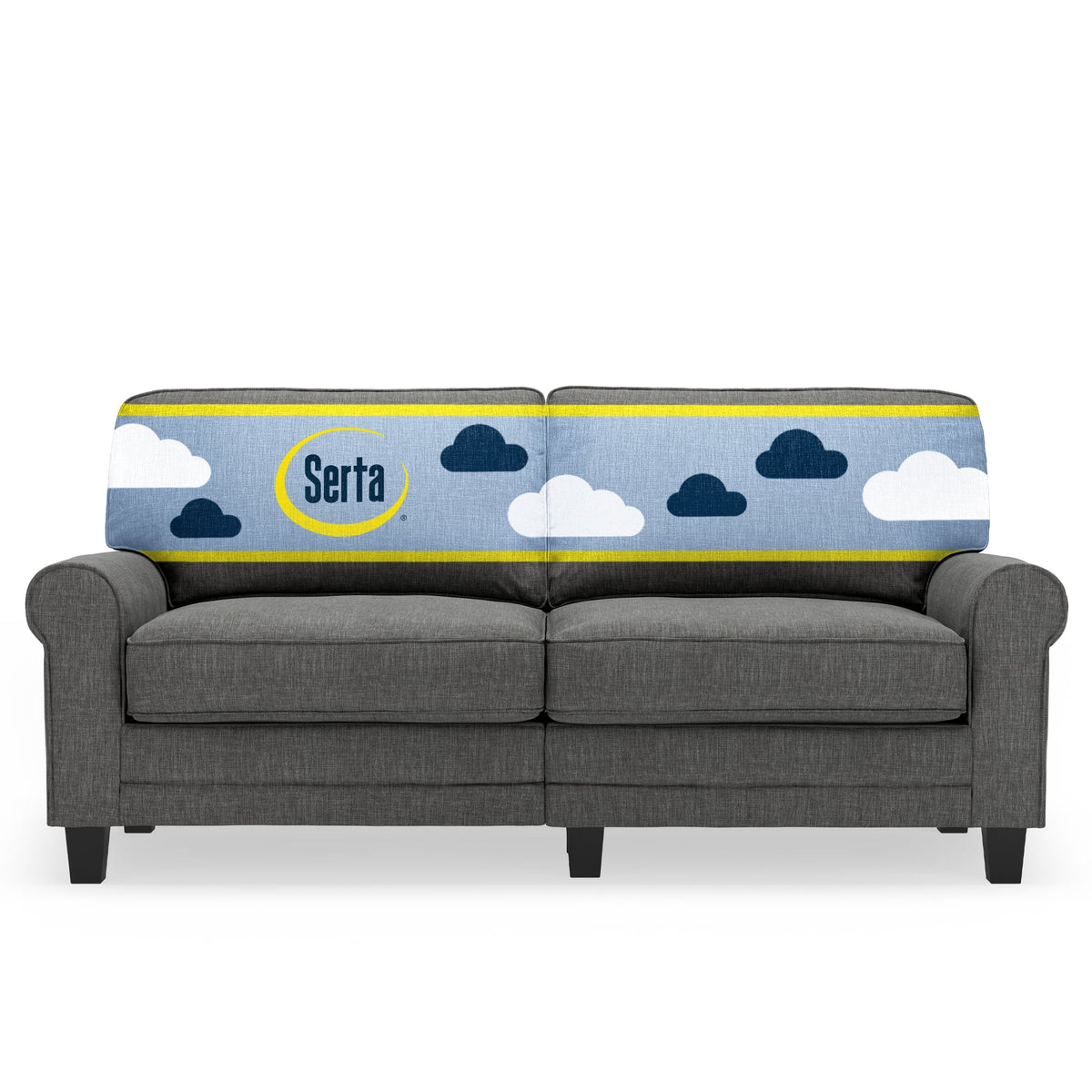 Serta Copenhagen 73" Rolled Arm Sofa with Removable Covers Light Gray