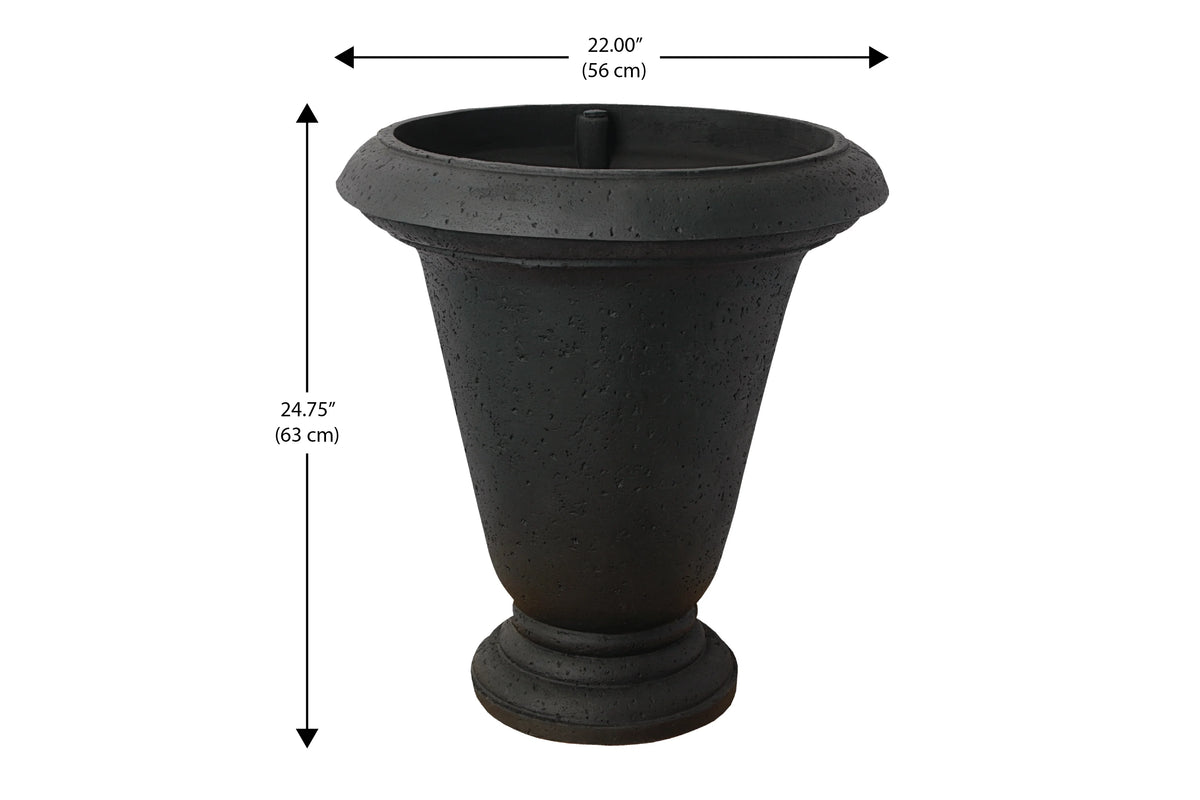 Algreen  25 in. Crete Urn Self-watering Planter, Black