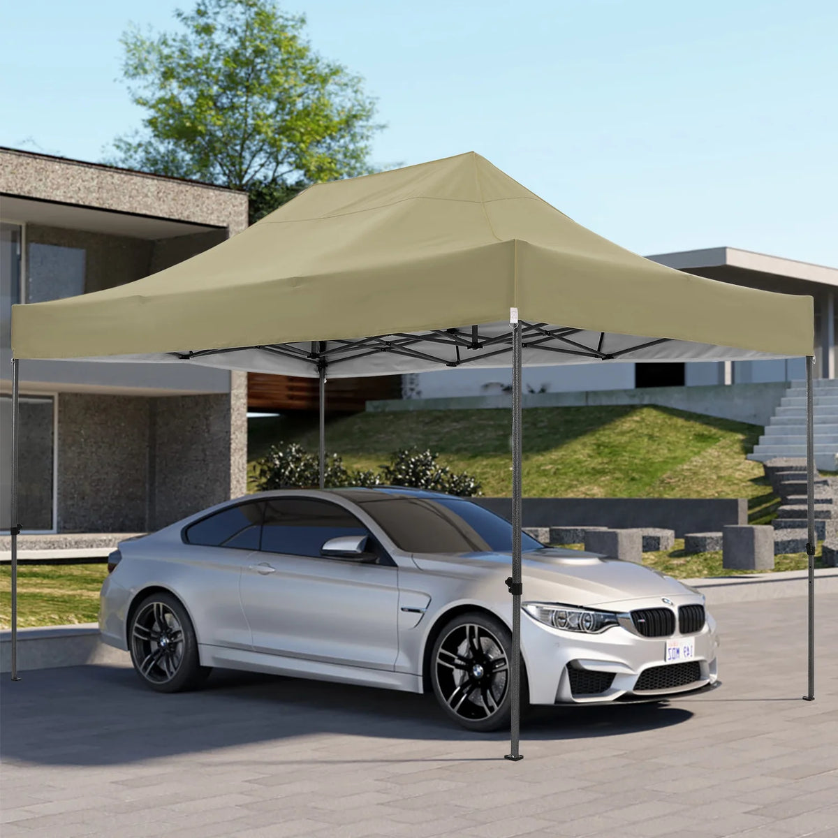 COBIZI 10x10 Heavy Duty Pop-up Canopy Tent for Outside, UPF 50+ Waterproof and Instant Outdoor Shelter, Outdoor Canopy for Beach,Party,Camping with Rope,Stake and Carrying Bag,White(Frame Thickened)