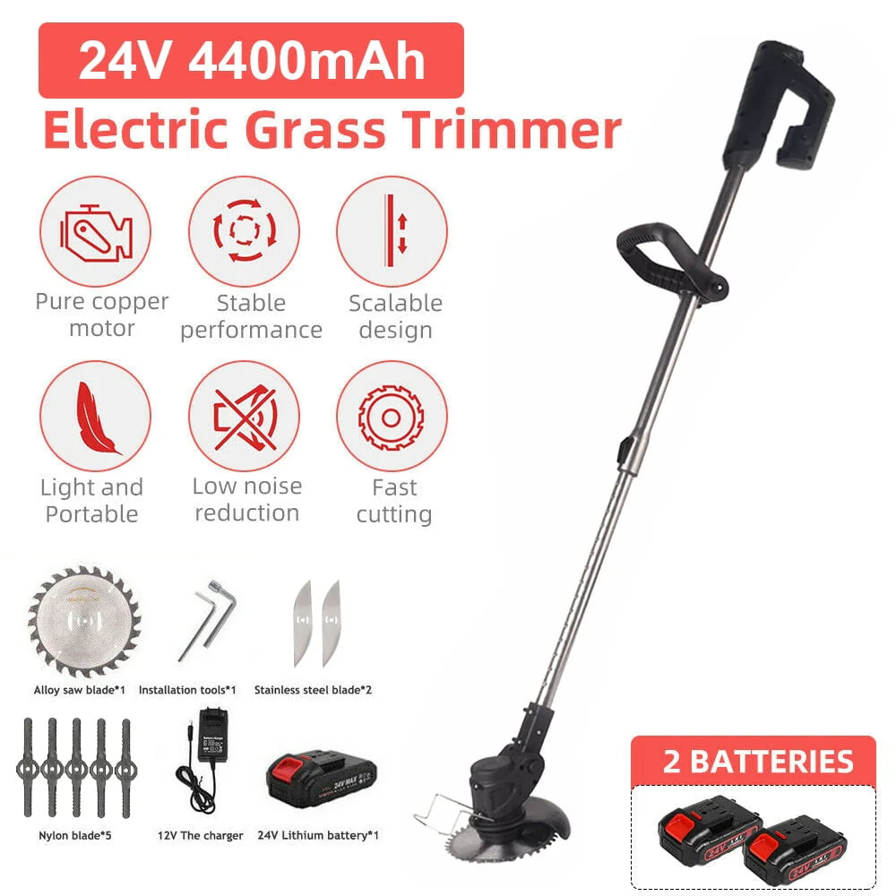 Paddsun Electric Weed Eater Lawn Edger Cordless Grass String Trimmer Cutter 24V &Battery