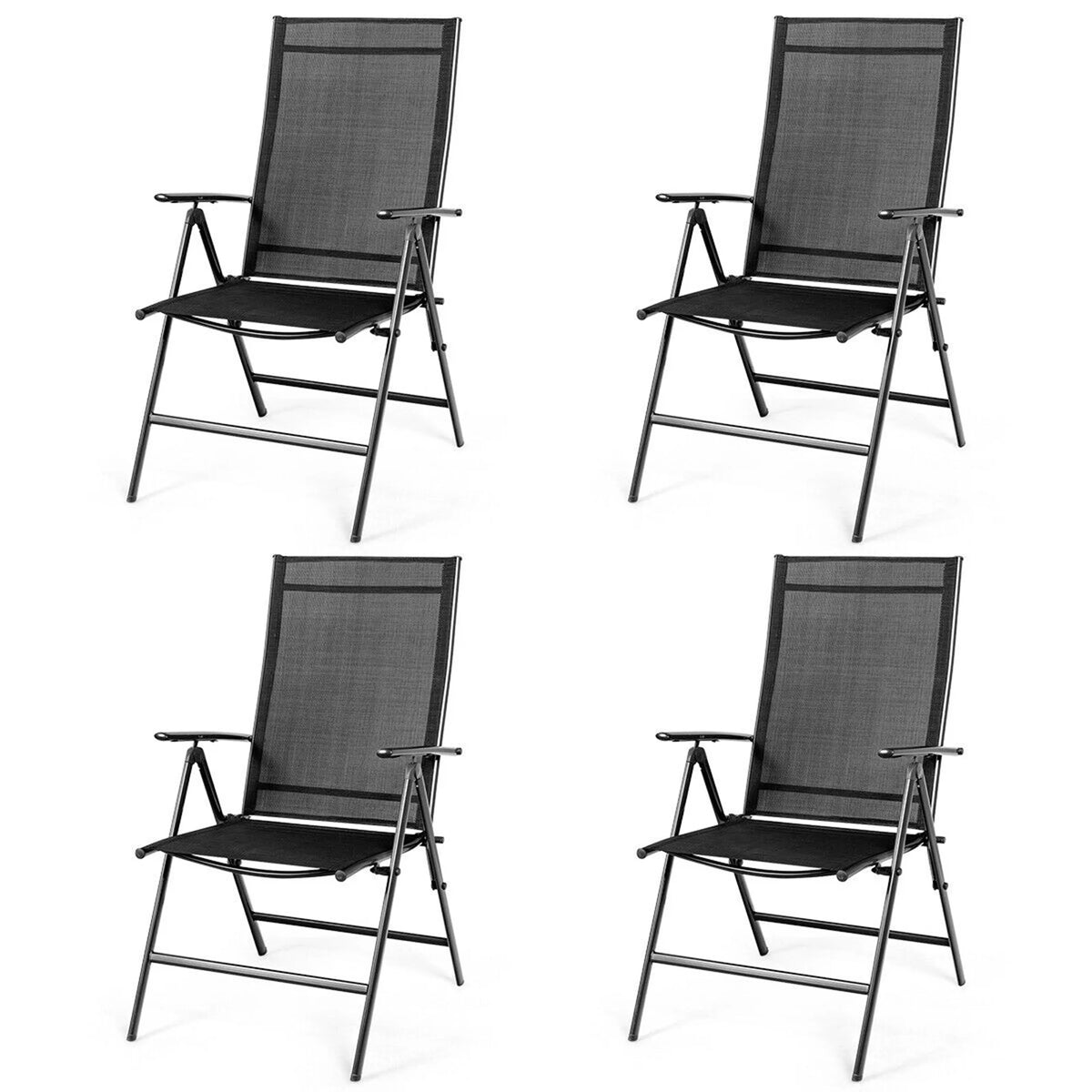 Gymax 4PCS Folding Chair Patio Garden Outdoor w/ Steel Frame Adjustable Backrest