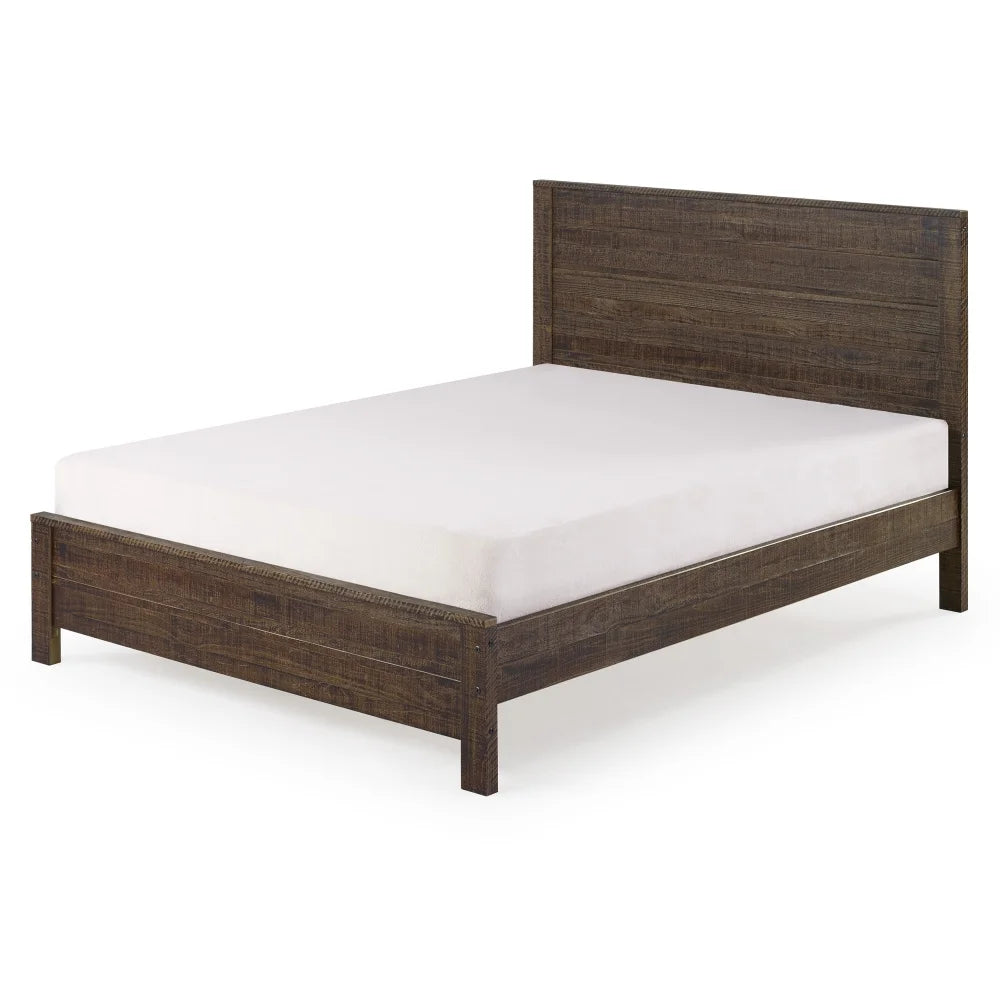 Albany Solid Wood Full Bed Frame with Headboard, Heavy Duty Modern Rustic Full Size Bed Frames, Box Spring Needed