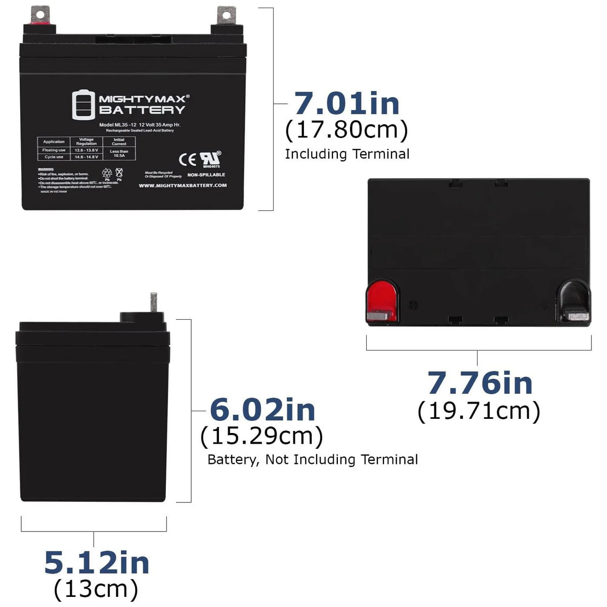 ML35-12 - 12V 35AH Battery for Chauffer Mobility Viva MWD Power Chair