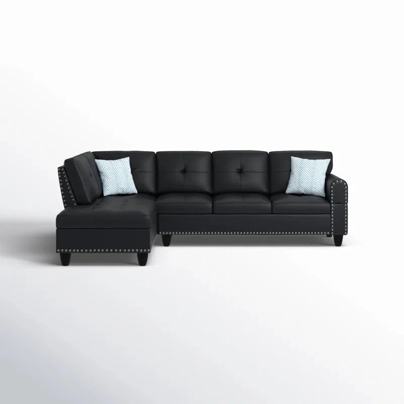 Sectional Sofas Faux Leather L - Shaped Sectional Set with Cup Holders 2pc,Large Sectional Couches
