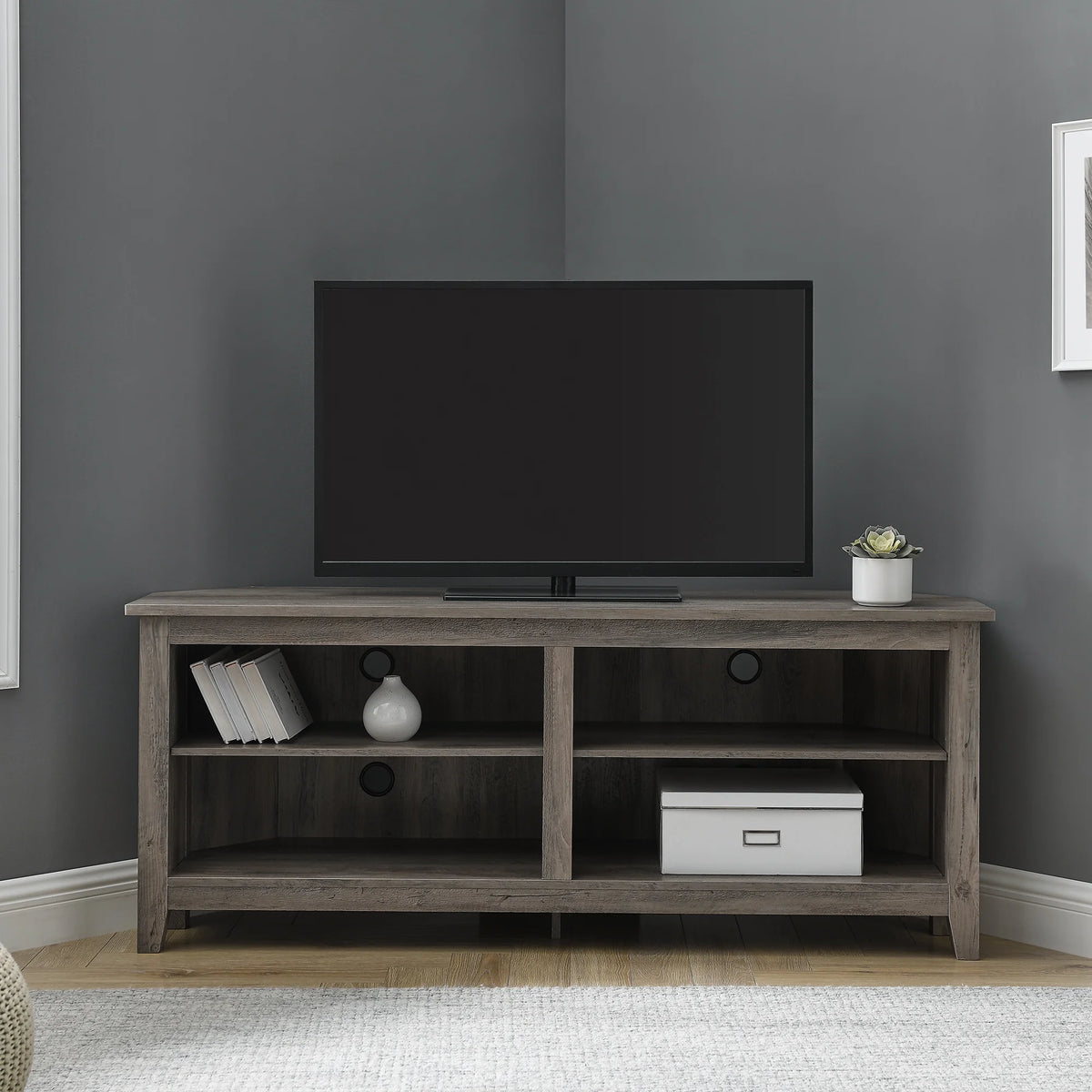 Walker Edison Corner TV Stand Console for TVs up to 64" - Black