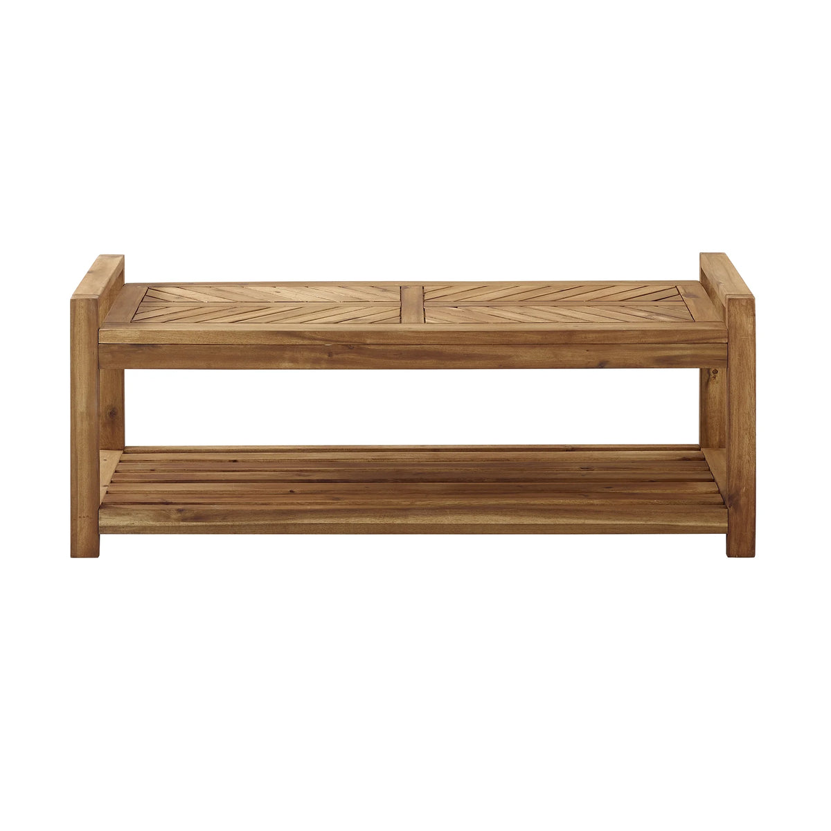 Manor Park Chevron Outdoor Storage Acacia Wood Bench - Brown