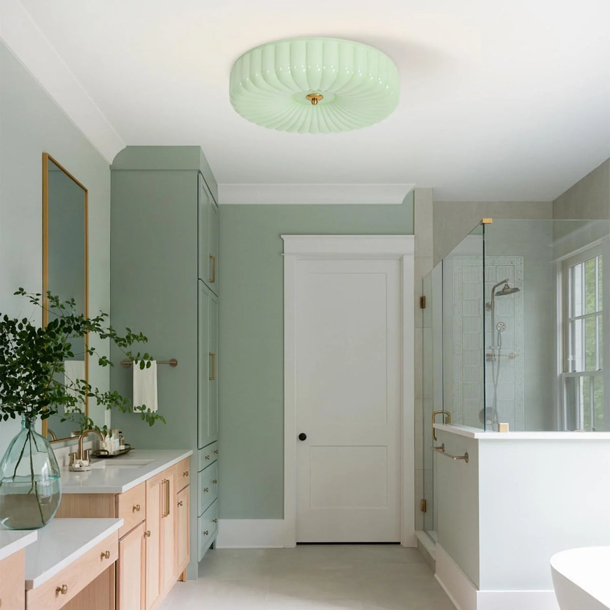 KCO Lighting Mid Century Modern LED Ceiling Lights Mint Green Glass Ceiling Lamp Large Hallway Ceiling Light
