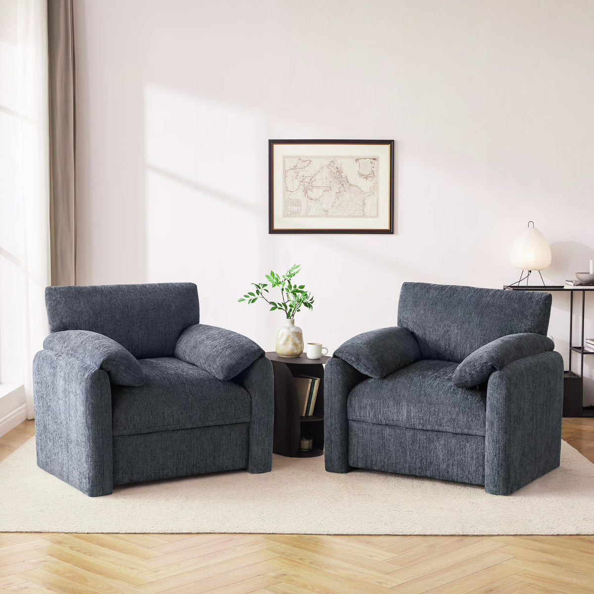 Chenille Oversized Armchair, 38.6" Wide Accent Chairs for Living Room & Bedroom Modern Lounge Chair, Upholstered Mid-Century Reading Chair, Comfy Living Room Chair, Single Sofa Chair, Beige