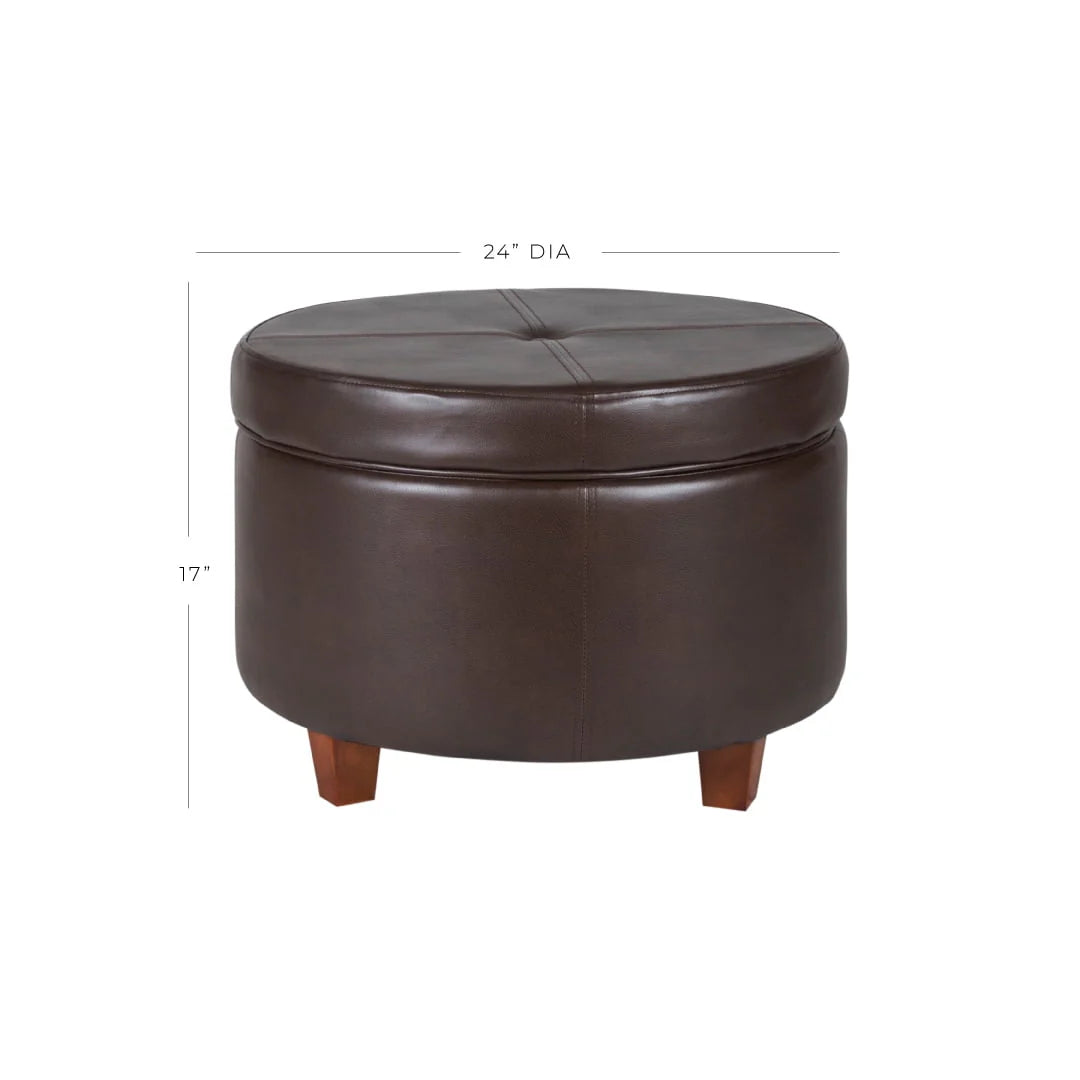 HomePop Large Leatherette Storage Ottoman, Multiple Colors