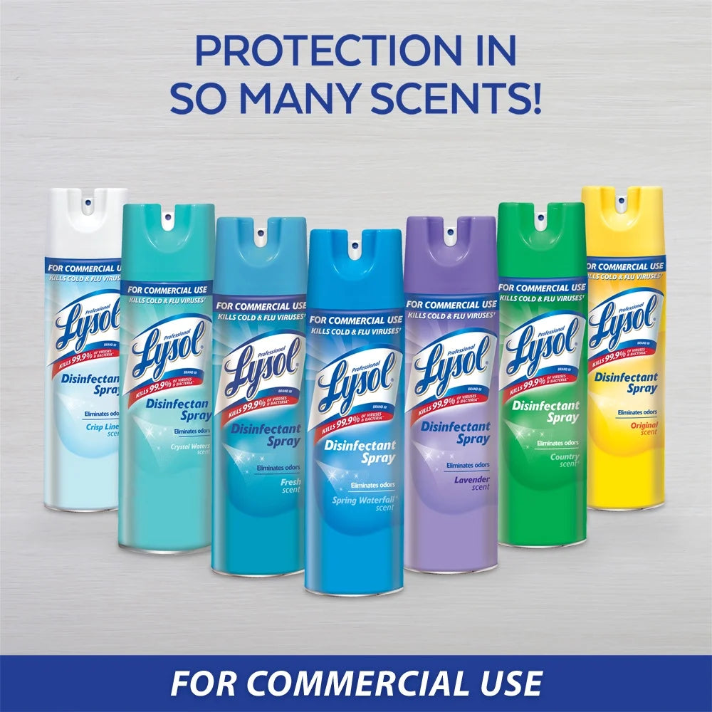 Professional LYSOL Disinfectant Spray, Crisp Linen, 19 oz, 12 Count