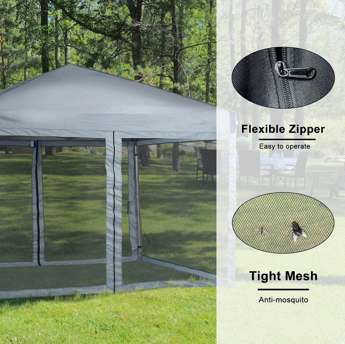Aoodor 12'x12' Pop Up Canopy with Removable Mesh Sidewalls, Outdoor Portable Instant Shelter Tent-Black