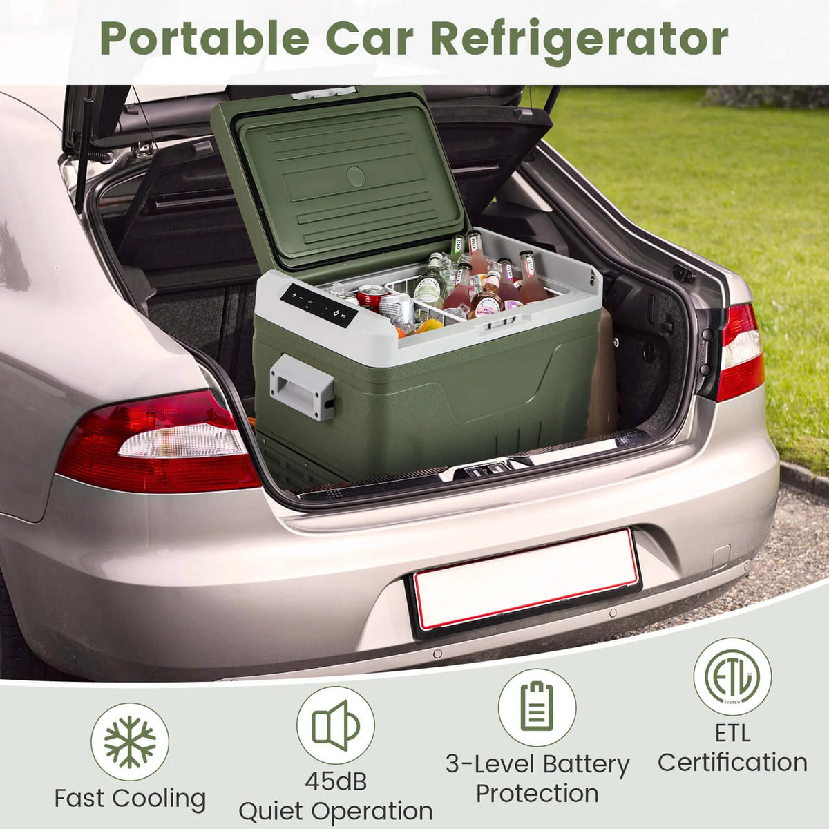 Costway 12 Volt Car Refrigerator 37 QT Portable Car Fridge with -4℉~68℉ Adjustable Range