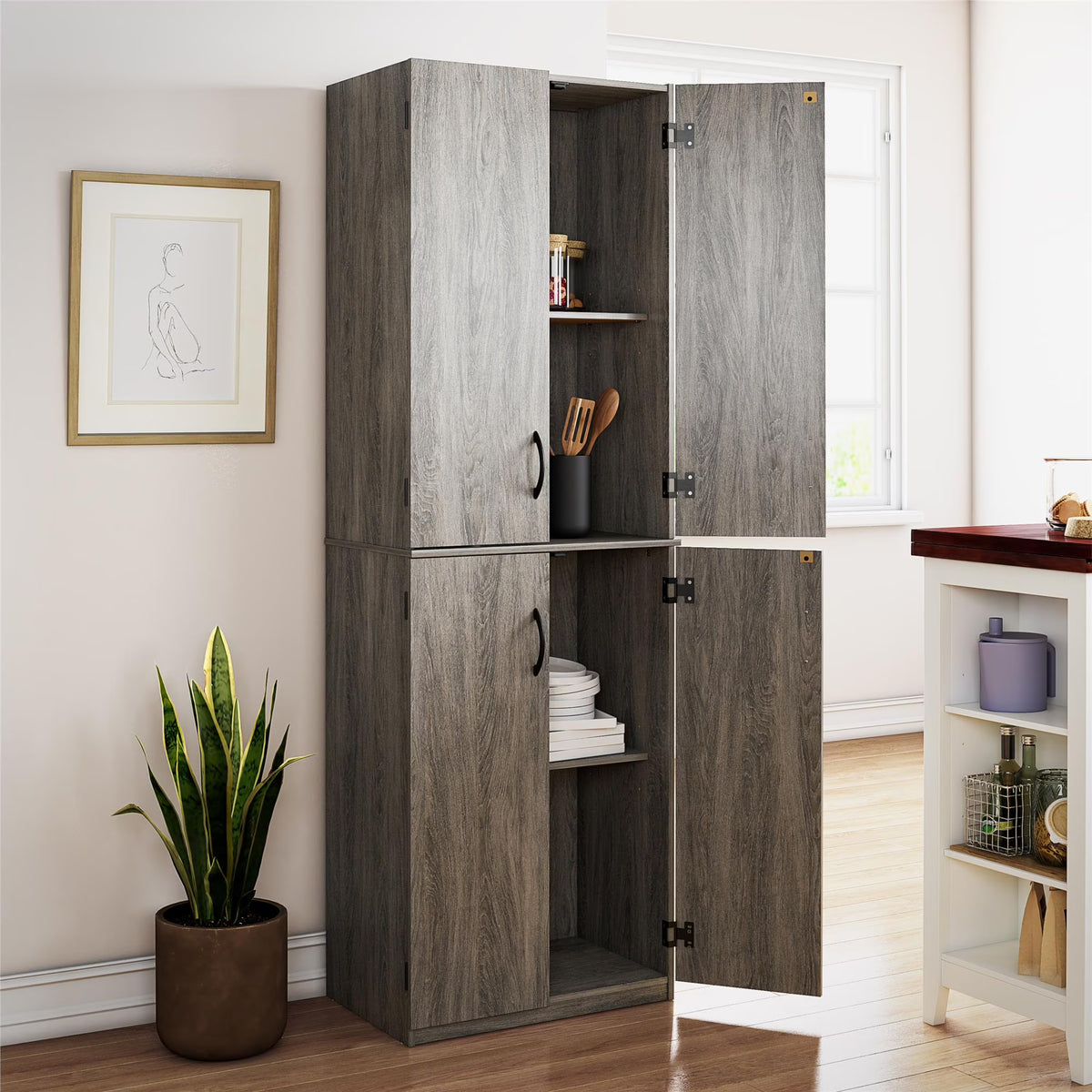 Mainstays 72" 4-Door Storage Cabinet, Espresso