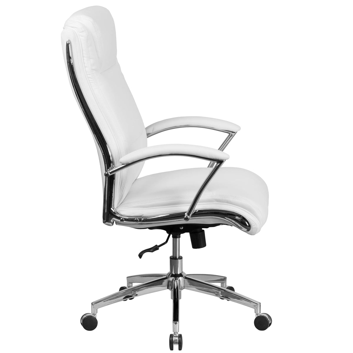 Emma + Oliver High Back Designer White LeatherSoft Smooth Swivel Office Chair with Arms