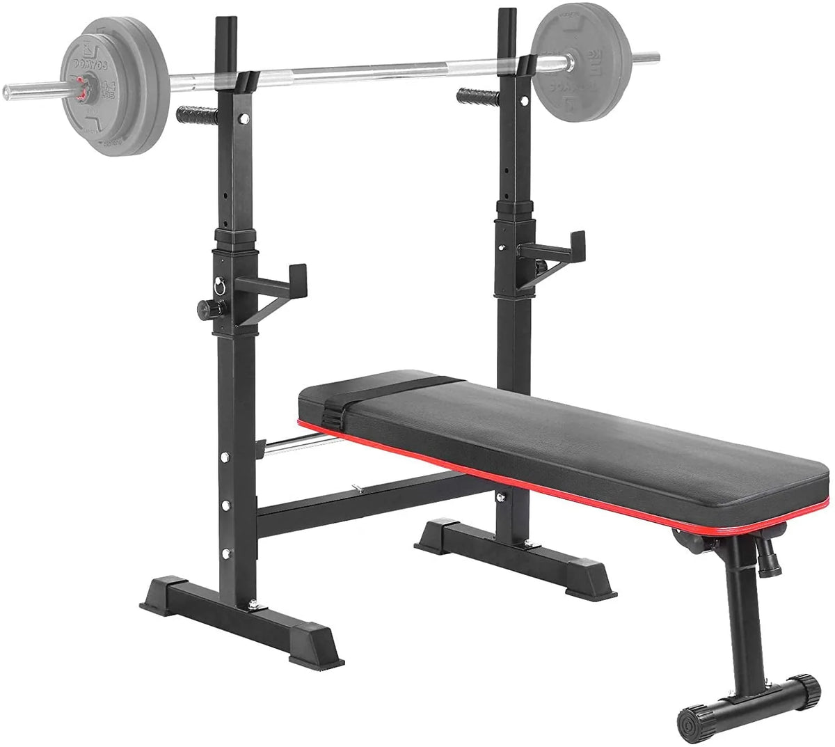 GARTIO Folding Weight Bench with Squat Rack Adjustable Bench Press Bench Set, Home Gym Workout Strength Training