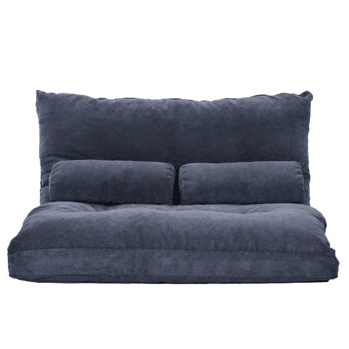 Folding Floor Sofa Bed with 5-Position Adjustable Recliner Lazy Sofa Video Gaming Sofa,Lounge Sofa with Two Pillows, Black