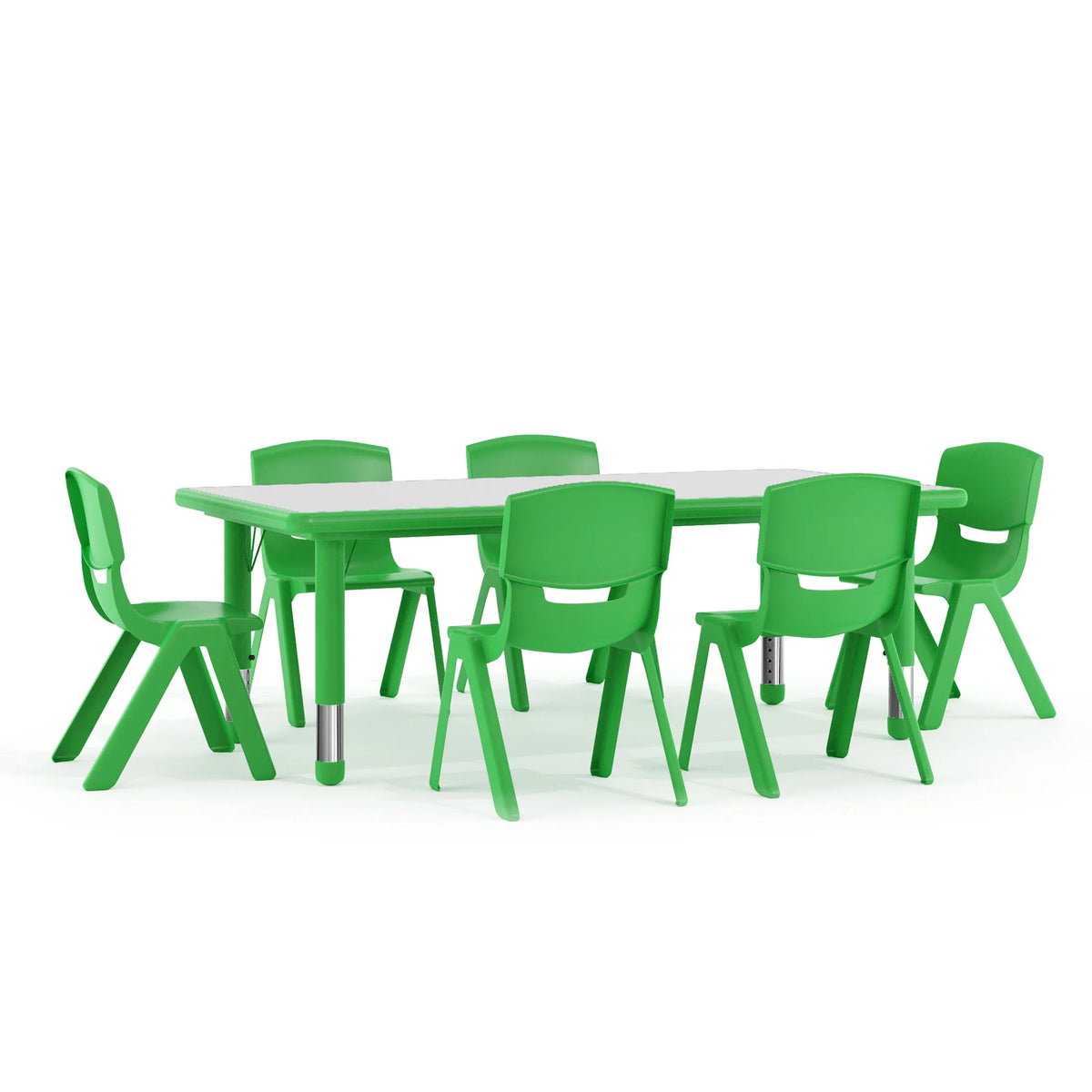 Flash Furniture Emmy Rectangular Adjustable Activity Table with 6 Stacking Chairs, Natural
