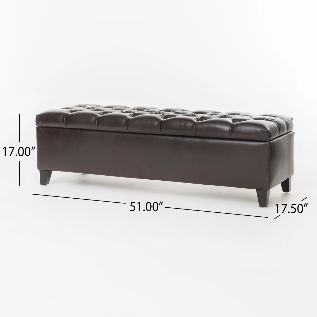 Furniliving Modern Upholstered Button Tufted Storage Ottoman Entryway Bench, Ivory