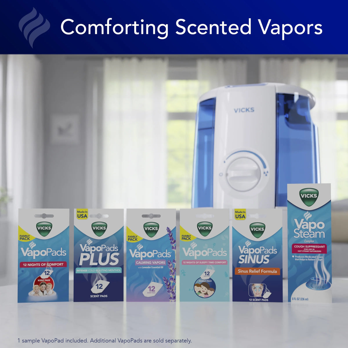 Vicks EasyCare + Top Fill Ultrasonic Cool Mist Humidifier, 400 sq ft, White, VUL585