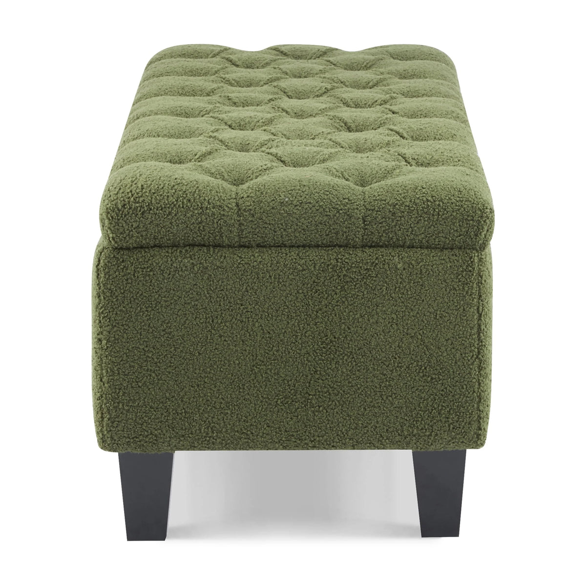 Furniliving Modern Upholstered Button Tufted Storage Ottoman Entryway Bench, Ivory