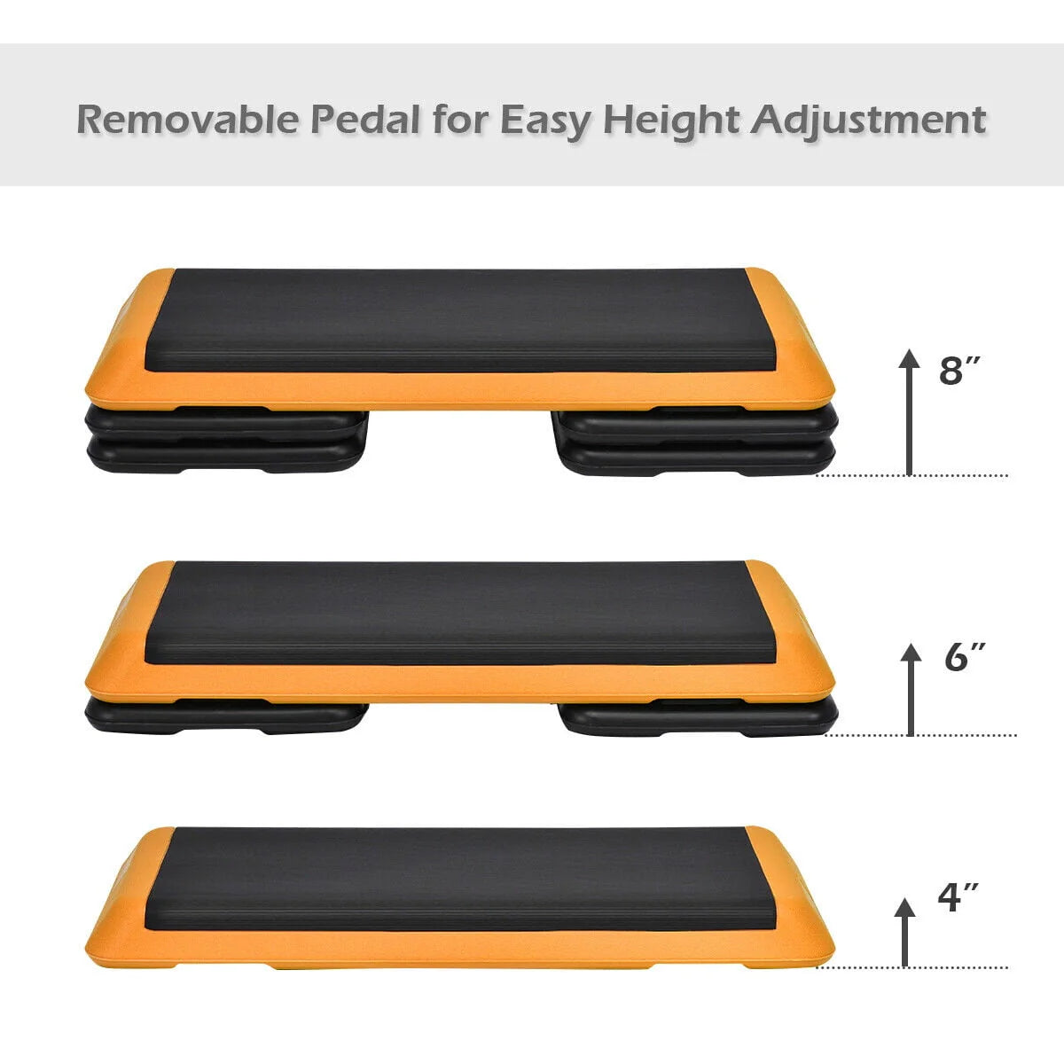 Costway Fitness Aerobic Step 43'' Cardio Adjust 4'' - 6'' - 8'' Exercise Stepper w/Risers