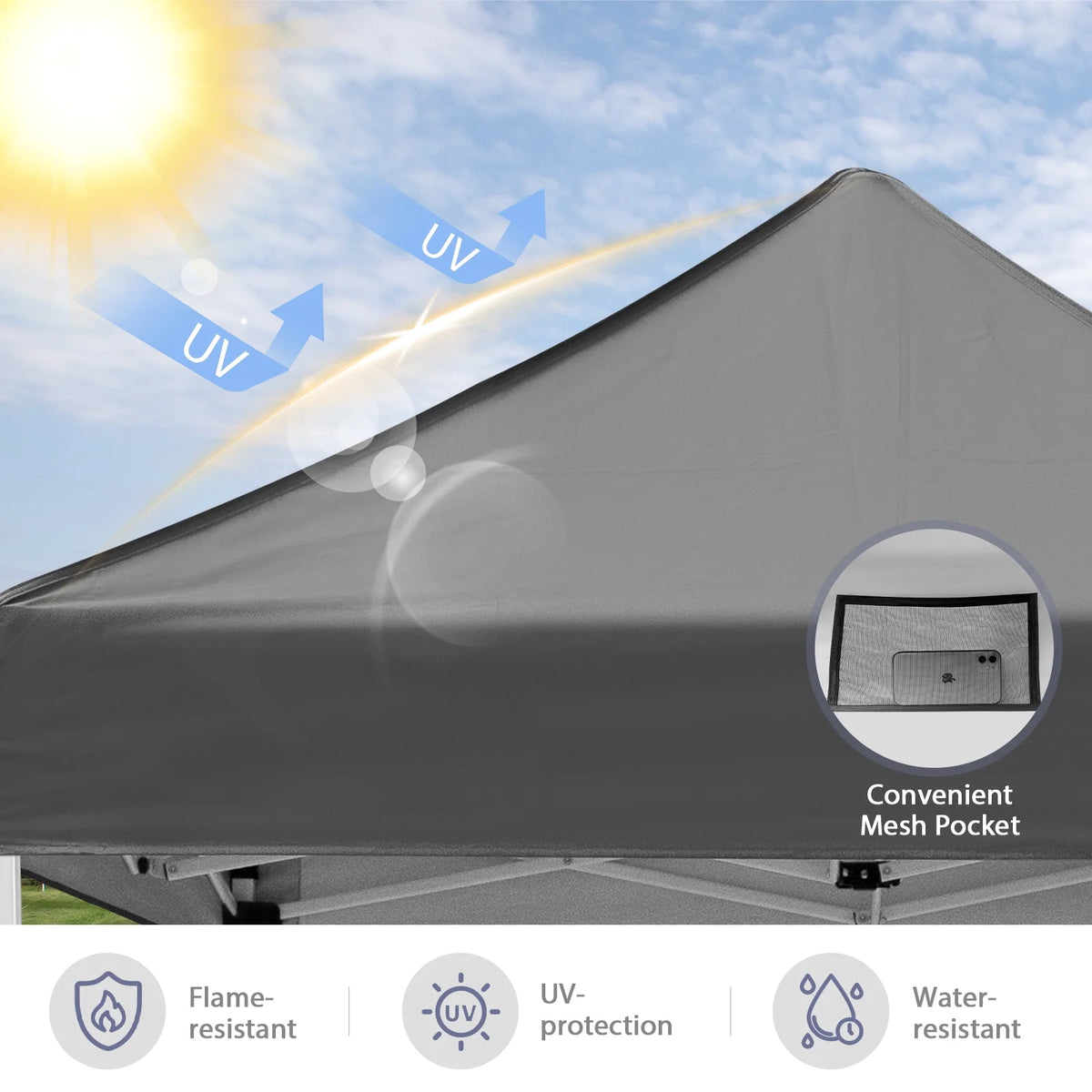 INTER HUT 5x5 Outdoor Pop up Canopy Gazebo, Instant Easy Set up Outdoor Canopy Commercial Fair Shelter, Beige