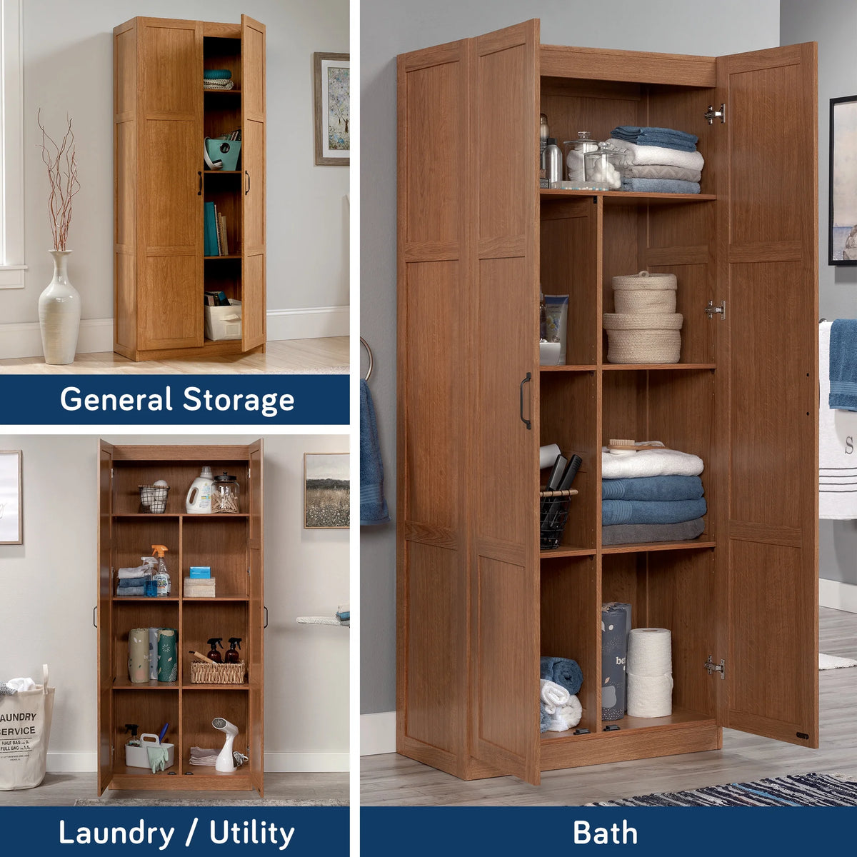 Sauder Select 2 Door Storage Cabinet, Reclaimed Pine Finish