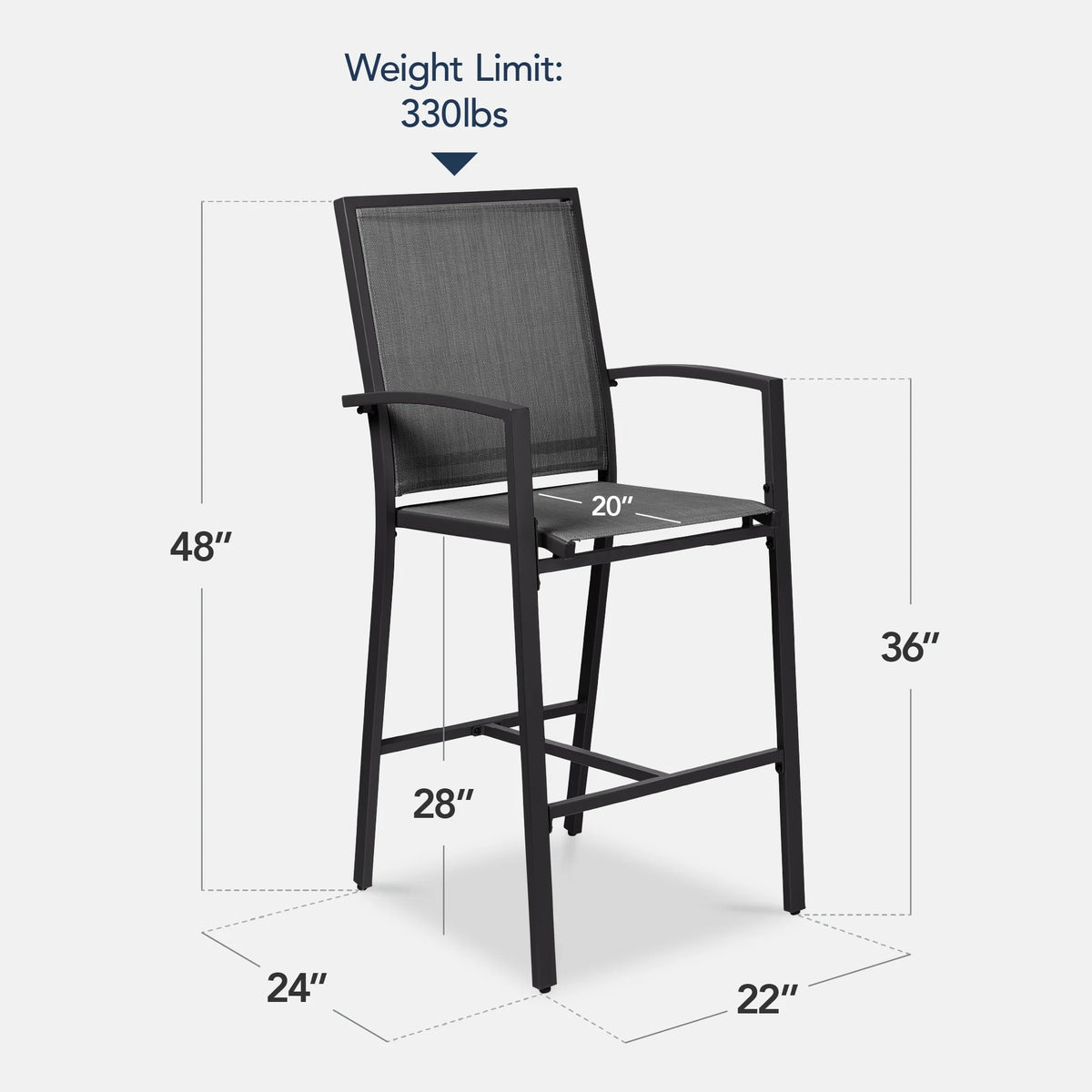 Best Choice Products Outdoor Barstools Set of 2, Bar Height Patio Chairs w/ All-Weather Mesh - Black/Black