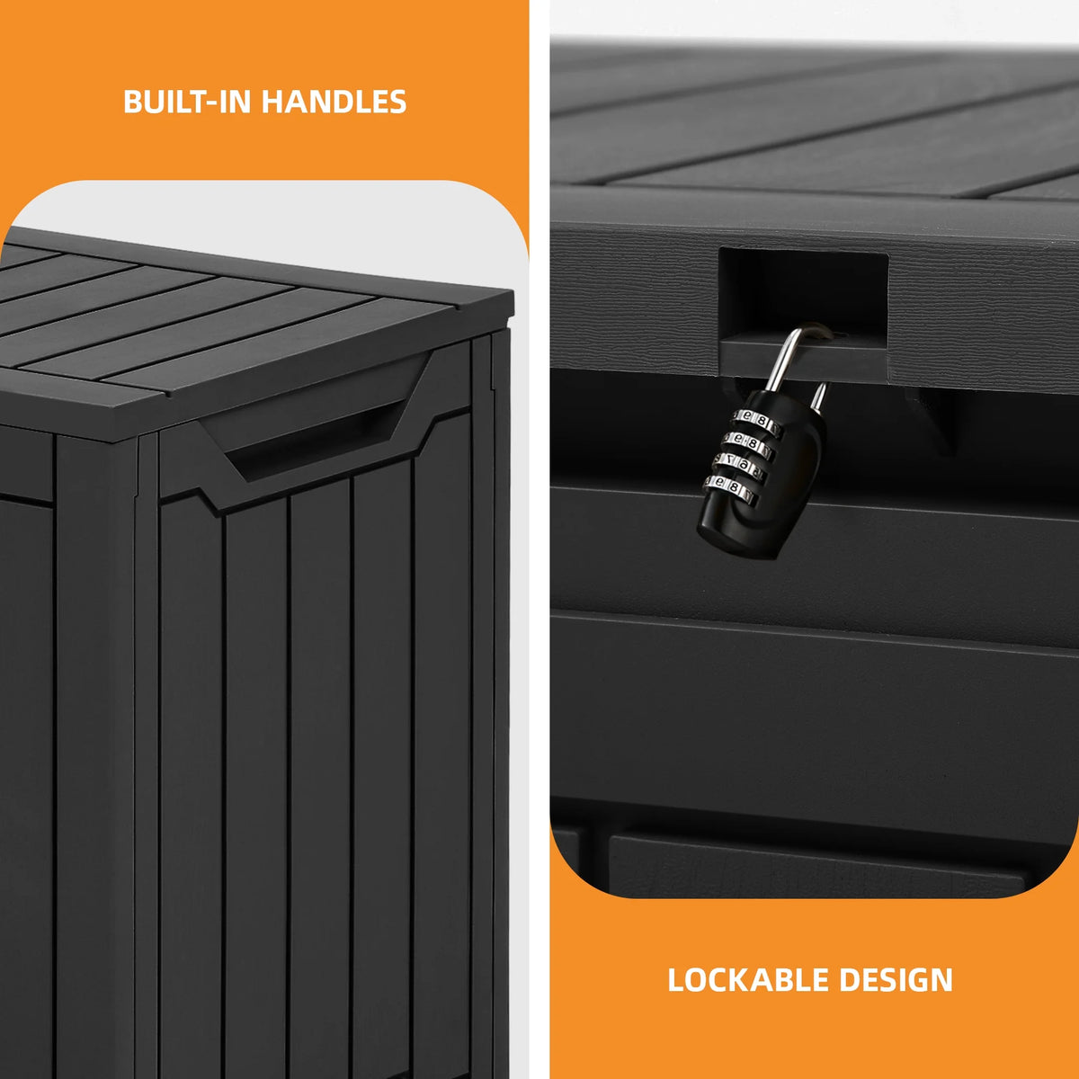 Uforic Outdoor 100 Gallon Resin Deck Box, Weatherproof&Lockable,Black