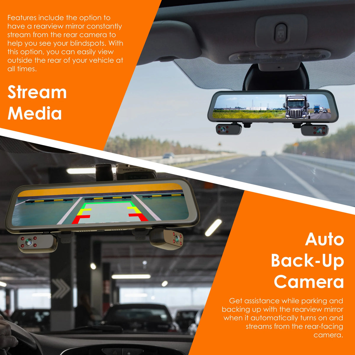 Rexing - M4 1080p 4-Channel Mirror Dash Cam with Smart BSD GPS